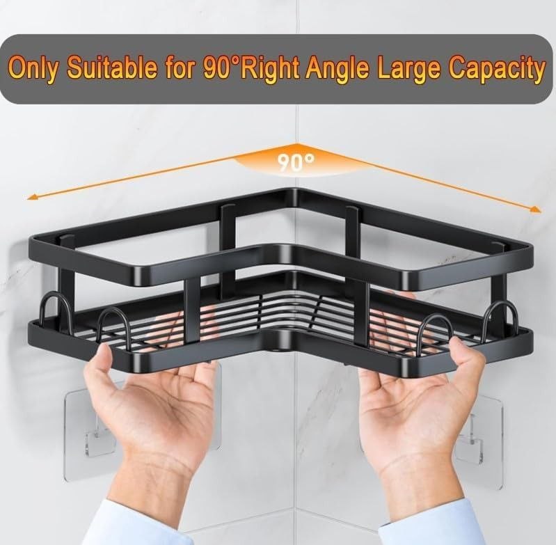 رفوف زاوية ذكية بدون حفر – نظّم حمامك و مطبخك بأناقة وثبات قوي 💎✨
